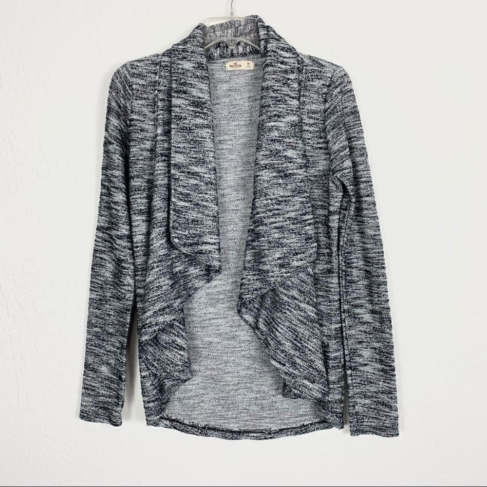 Hollister Grey Space Dye Open Face Waterfall Cardigan
